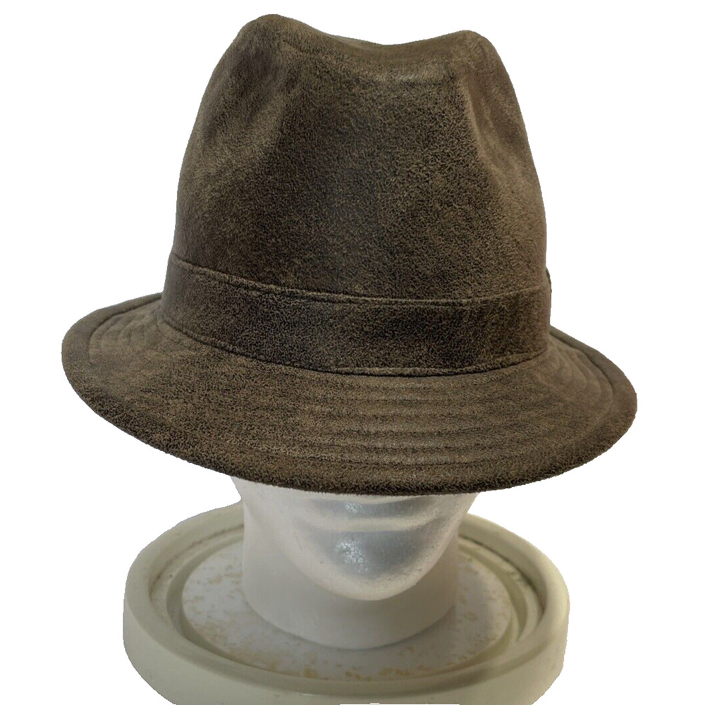 Henschel Hat Co Faux Suede Brown Fedora Made in the USA Large Unisex